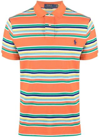 Polo Ralph Lauren stripe-print short-sleeved polo shirt - men - Cotton - S - Orange