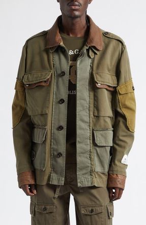 Dolce & Gabbana Leather Trim Cotton Jacket in Marrone Scuro at Nordstrom, Size 38 Us