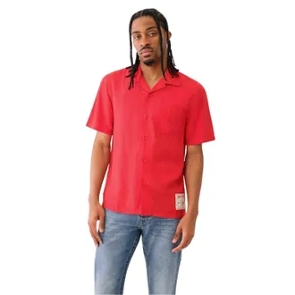 True Religion Heren Relaxed Fit Overhemd met Korte Mouwen (Lava)