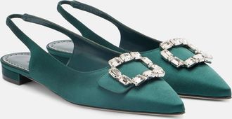 Manolo Blahnik Mayjou satin slingback flats