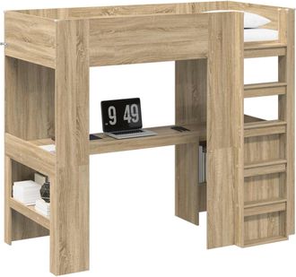 vidaXL Estructura De Litera Con Escritorio Roble Sonoma 100 X 200 Cm Vidaxl
