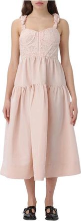 Sea NY Blush Pink Lace Midi Dress