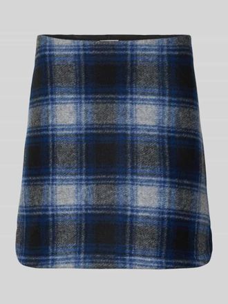 Ichi Minirock im Allover-Look Modell WOOLY CHECK in Marine, Größe 34