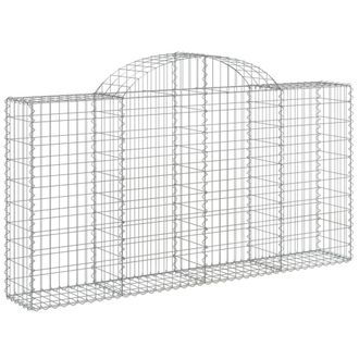 Berkfield Home Decorative Arched Gabion Baskets 8 pcs 200x30x100/120 cm Galvanis in Silver
