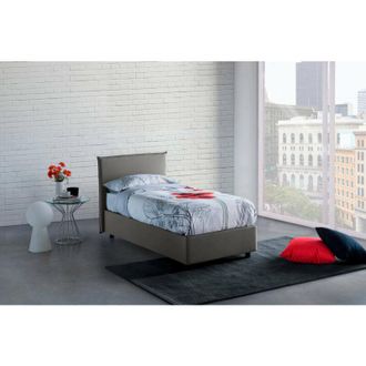 Dmora Dmora - Cama Individual Daugell, Cama Contenedor Con Revestimiento De Tela, 100% Made In Italy, Apertura Lateral, Con Colch&oacute;n Cm 80x190 Incluido, Gris