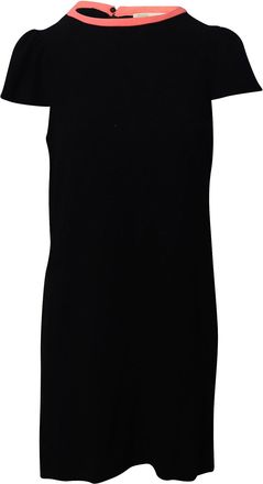 Maje Contrast Neck Shift Dress in Black Acetate