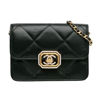 Chanel Pre-owned Quilted Leather Wallet-on-Chain - Dames - Pre-owned - Zwart - Maat: ONE Size Leer
