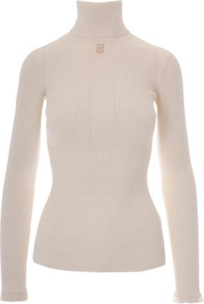 Elisabetta Franchi Turtleneck Sweater - Dames - Coltruien - Wit - L - Truien & Vesten