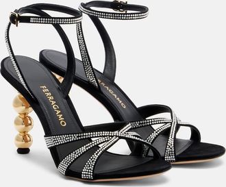 Ferragamo 90 crystal-embellished suede sandals