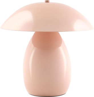 Beliani L&aacute;mpara De Mesa Moderna Con Pantalla De Hierro Una Luz 30 Cm Forma De Seta Rosa Pastel Sigi