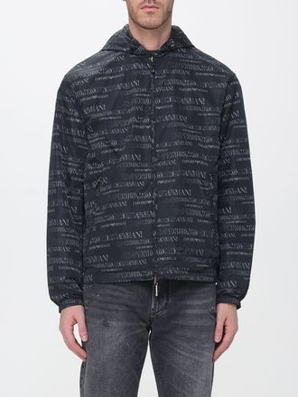 Emporio Armani Reversible Windbreaker Jacket in Technical Fabric with Hood and Logo