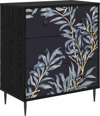 vidaXL Cajonera Dokkum Estampado De Helecho Azul 66 X 36,5 X 76 Cm Vidaxl