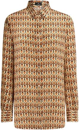 Etro Camisa Seda Natural Estampado Combi - Dames - Overhemden - Veelkleurig - 2XS - Overhemden