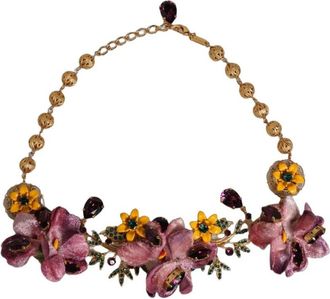 Dolce & Gabbana Bloemenversierde Ketting - Dames - Kettingen - Veelkleurig - ONE Size - Katoen - Accessoires