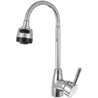 OEM Grifo De Cocina De Lat&oacute;n Macizo Con Rociador Extra&iacute;ble Giratorio De 360&deg;, Rociador Monomando Y Ca&ntilde;o Regulable - Crezuo