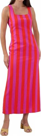 Sugarlips Troy Striped Dress In Fuchsia Red