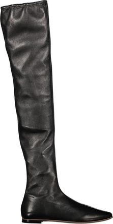 Bottega Veneta Leren over-de-knie laarzen met amandelvormige neus - Dames - Over de knie laarzen - Zwart - 35 EU - Leer - Schoenen