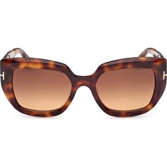 Tom Ford Saltzman 53mm Gradient Butterfly Sunglasses in Classic Havana /T Logo at Nordstrom Rack