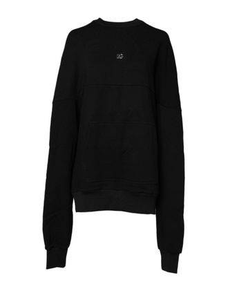Dolce & Gabbana Black Cotton Crew Neck Sweatshirt Womens Sweater