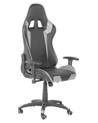 Beliani Beliani - Sedia Gaming In Pelle Pu Nera E Argento Girevole Regolabile In Altezza Knight