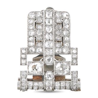 Luxury Bazaar Antique Platinum and 18K White Gold 4.75ct Diamond Brooch Clip MF20-062926