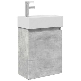 vidaXL M&oacute;dulo De Ba&ntilde;o Con Grifer&iacute;a Gris Hormig&oacute;n 45,5 X 22,5 X 84 Cm Vidaxl