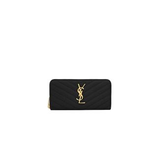 Saint Laurent Wallets & Cardholders, female, Black, Size: ONE SIZE Monogram Zip Around Wallet Cassandre Style