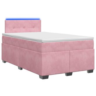 vidaXL Cama Con Base Tapizada, Colch&oacute;n Y Luz Led Rosa 120 X 190 Cm Vidaxl
