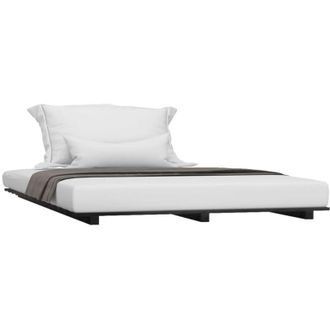 vidaXL Estructura De Cama Madera Maciza De Pino Negro 135x190 Cm Vidaxl