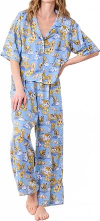 Printfresh Womens Palm Royal Pooches Eco Satin Set In Cerulean Splash
