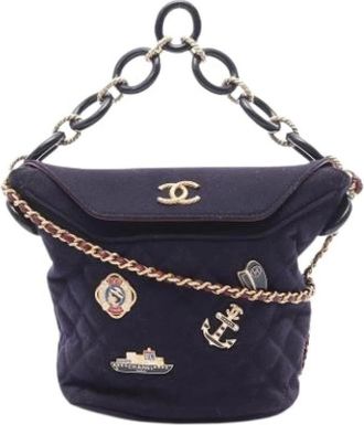Chanel Pre-owned Vintage Wool Bucket Bag - Pre-owned - Mujer - Azul - ONE SIZE