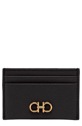 Ferragamo Gancini Leather Card Case in Nero Nero at Nordstrom