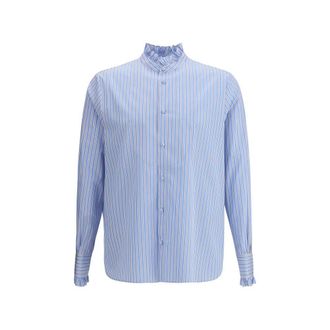 Valentino Light Blue Cotton Pattern Mens Shirt
