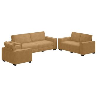 vidaXL Set Di Divani 3 Pz Con Cuscini Marrone In Velluto Vidaxl