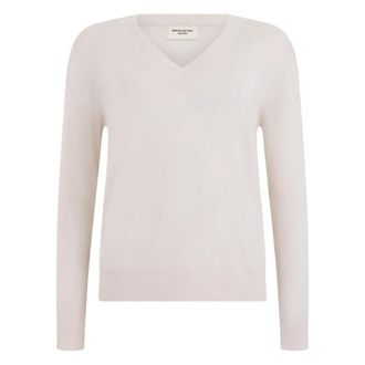 Max Mara Trui met V-hals van wol- zijde en kasjmier - Dames - V-hals truien - Wit - L - Wol - Truien & Vesten