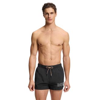 HUGO BOSS Zwemshort voor heren met Mooneye-logo in contourstijl (Zwart)