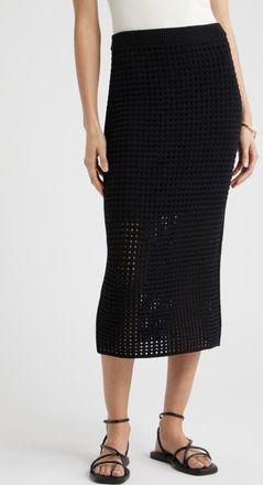 Nordstrom Mesh Stitch Midi Skirt in Black at Nordstrom, Size Xx-Small