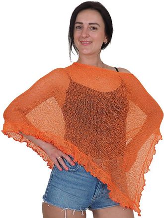 Mimosa Ladies Plain Stretch Lace Fish Net Bali Crochet Batwing Frill Small Poncho