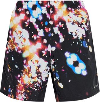 Alexander McQueen Shorts da spiaggia con stampa - Nero