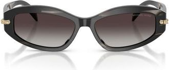 Michael Kors Wilmington 54mm Oval Sunglasses in Black Horn /Light Grey at Nordstrom