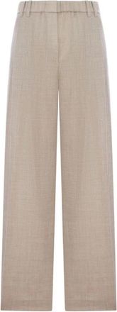Brunello Cucinelli Wijde broek - Dames - Wijde Broeken - Beige - L - Nylon - Broeken
