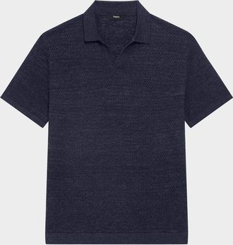 Theory Mens Brenan Knit Short-Sleeve Johnny Collar Polo Sweater