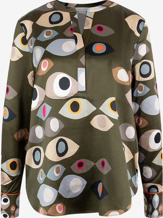 Herzen&rsquo;s Angelegenheit Lang&auml;rmelige Bluse aus Seide mit Augenprint