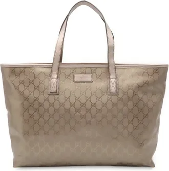 Gucci Gg Imprim&eacute; Metallic Pink Pvc Leather Shoulder Bag Tote Bag (Pre-Owned)