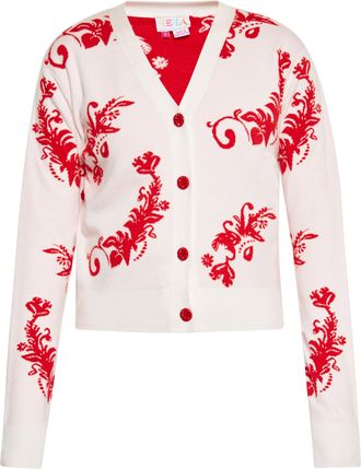 Izia Vest Dames Wol Wit Rood