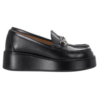 Gucci Gucci Horsebit Wedge Loafers in Zwart Leer