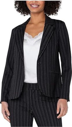 Liverpool L.A. Stripe Knit Jacquard Fitted Blazer Womens Jacket Hint Navy Stripe : LG, Nylon/Polyester/Rayon