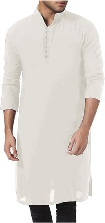 Generic Mens Kurta Tunic Dupion Art Silk Kurta Indian Traditional Wear Pyjamas Jacquard Silk Indian Party Wear Casual Shirts with Long Sleeves Prayer Clothing