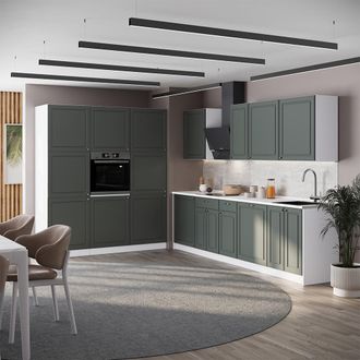 Vicco Mueble De Cocina Fame-line, Verde Dorado Casa De Campo/blanco, 460 Cm, Et Antracita, Vicco