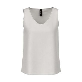 Marc Cain Zijden top met ronde hals - Dames - Tops zonder mouwen - Blauw - 3XL - Tops